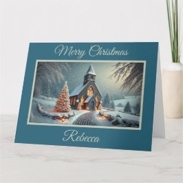 Charming Gamla Stone Church vid jul Kort