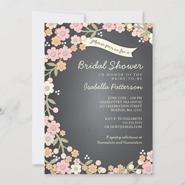 Charming Garden Blommigt Dålig Möhippa Inbjudningar (Framsida)