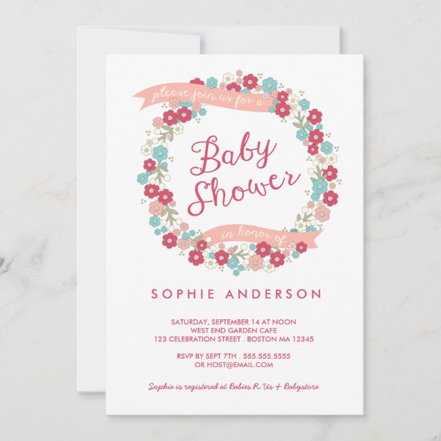 Charming Garden Blommigt WAN Baby Shower Inbjudningar (Framsida)