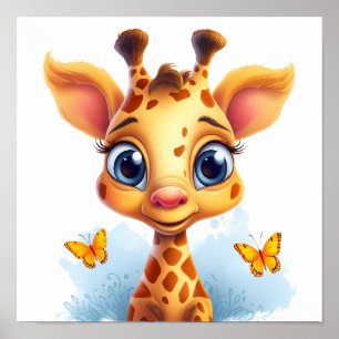 Charming Gaze: De vismiska Giraffe Kids Poster