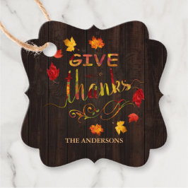 Charming Ge, tack Wood Thanksgiving Gåvor Etiketter