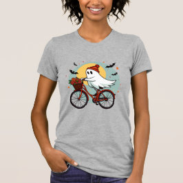 Charming Ghost på Bicycle Halloween Design Design T Shirt