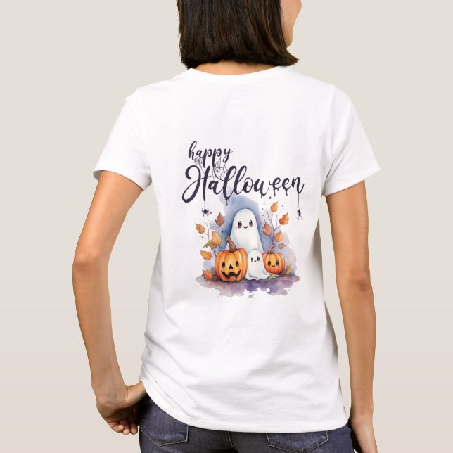 Charming Ghost Pumpkin Spider Halloween T-Shirt (Baksida)
