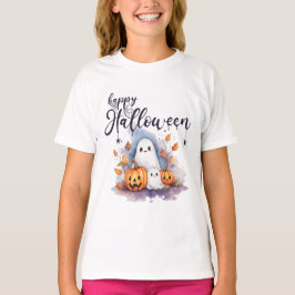 Charming Ghost Pumpkin Spider Halloween T-Shirt