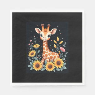 Charming Giraffe omgiven av Flowers Långärmad Pappersservett