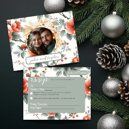 Charming God Jul Bröllop med Romantic Photo OSA Kort