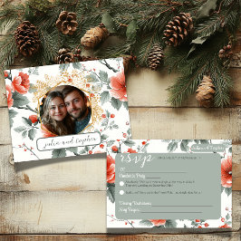 Charming God Jul Bröllop med Romantic Photo OSA Kort