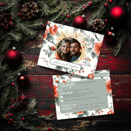 Charming God Jul Bröllop med Romantic Photo OSA Kort