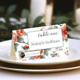Charming God Jul Bröllop med Romantic Photo Placeringskort