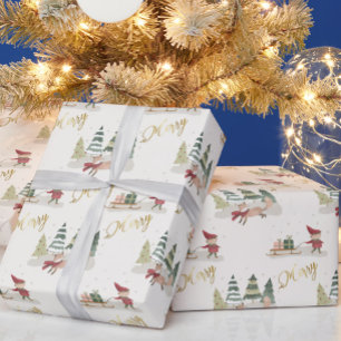 Charming God jul Träd Elves Gifts Presentpapper