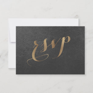 Charming Gold Foil Black Bröllop OSA Kort