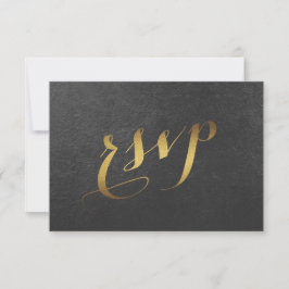 Charming Gold Foil Black Bröllop OSA Kort