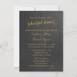 Charming Gold Foil Black Bröllop Rehearsal Dinner Inbjudningar