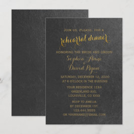 Charming Gold Foil Black Bröllop Rehearsal Dinner Inbjudningar