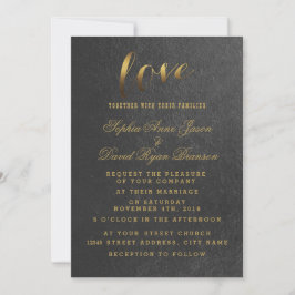 Charming Gold Foil Black Wedding bjudande Inbjudningar