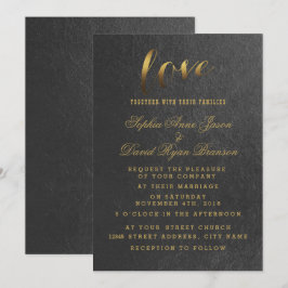 Charming Gold Foil Black Wedding bjudande Inbjudningar