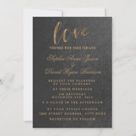 Charming Gold Foil Black Wedding bjudande Inbjudningar