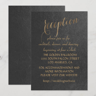 Charming Gold Foil Black Wedding Reception Inbjudningar
