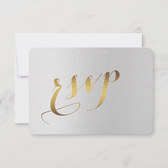 Charming Gold Foil Grått Bröllop OSA (Framsida)
