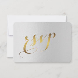 Charming Gold Foil Grått Bröllop OSA Kort