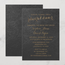 Charming Gold Foil Grått Bröllop Rehearsal Dinner Inbjudningar