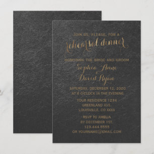 Charming Gold Foil Grått Bröllop Rehearsal Dinner Inbjudningar