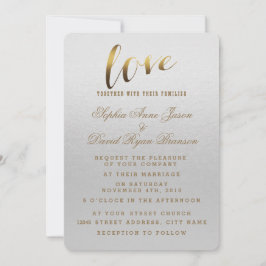 Charming Gold Foil Grunge Grått Wedding bjudande Inbjudningar