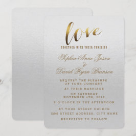 Charming Gold Foil Grunge Grått Wedding bjudande Inbjudningar