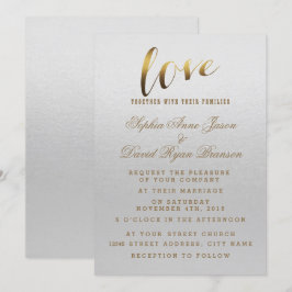 Charming Gold Foil Grunge Grått Wedding bjudande Inbjudningar