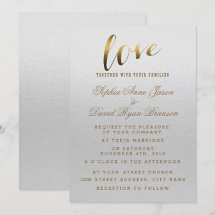 Charming Gold Foil Grunge Grått Wedding bjudande Inbjudningar