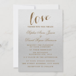Charming Gold Foil Grunge Grått Wedding bjudande Inbjudningar