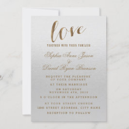 Charming Gold Foil Grunge Grått Wedding bjudande Inbjudningar