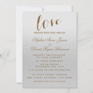 Charming Gold Foil Grunge Grått Wedding bjudande Inbjudningar