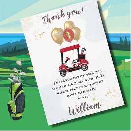 Charming Golf Cart First Birthday Boy Tack Inbjudningar