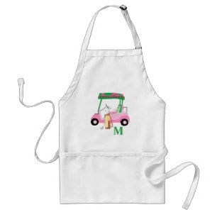 Charming Golf Cart Rosa Klubb Monogram Förkläde