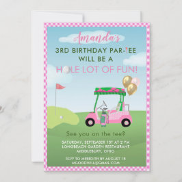 Charming Golf Rosa Girl 3 rd Birthday Par-Tee Inbjudningar