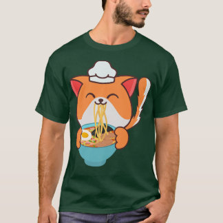 Charming Gourmet Chef Cat the Eating Ramen with Ch T Shirt