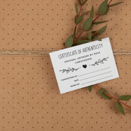 Charming Grey Certificate of Authenticity Visitkort