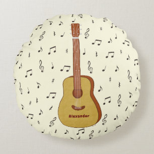 Charming Guitarist Music Note Design Rund Kudde
