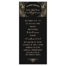 Charming Guld Art Deco Peacocks Bröllopsprogram