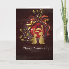 Charming Guld Bunnies n'Mistletoe God jul Helgkort