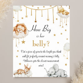Charming Guld Celestial Baby Shower Belly Game Poster