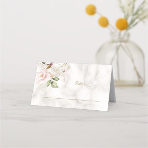Charming  Guld Flowers Marble Bordsnummer P Placeringskort