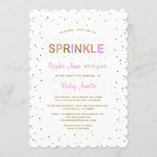 Charming Guld Glitter SPRINKLE Girl Baby Shower Inbjudningar