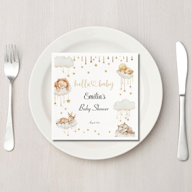 Charming Guld Starry Himmel Sleeping Animals Pappersservett (Skapare uppladdad)