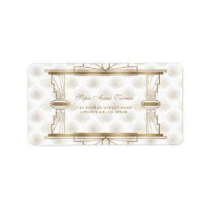 Charming Guld Underbar Gatsby Art Deco 1920-talet Adressetikett