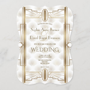 Charming Guld Underbar Gatsby Art Deco 1920-talet  Inbjudningar