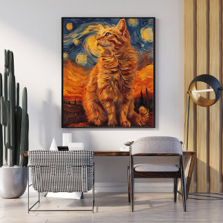 Charming Gult Cat Poster det administrativa Kattdj