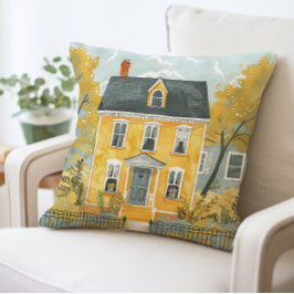 Charming Gult House Pillow, konstnärligt kläder Kudde