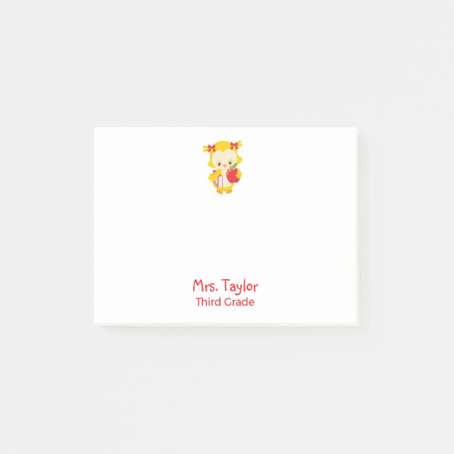 Charming gult uggla post-it block (Framsida)